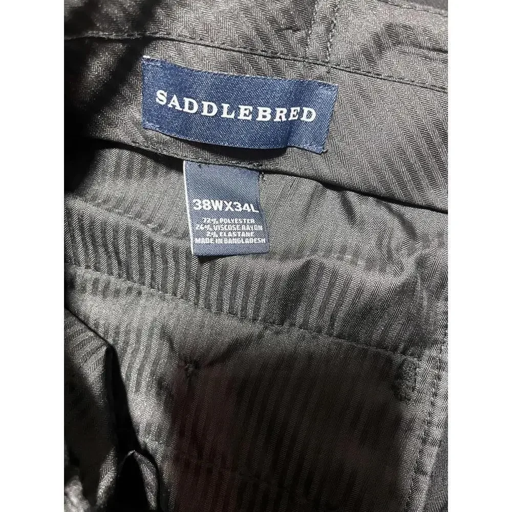 SaddleBred Motion Stretch Dress Pants Mens 38x34 Black New‎ With Tags $120 MSRP